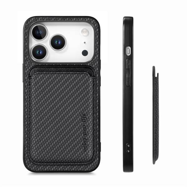 Bagcover med magnetisk kortholder til iPhone 17 Pro Max - Sort