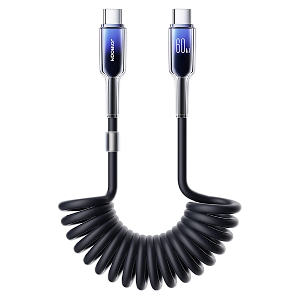 Joyroom Crystal-Clear USB-C-kabel Spiral 60W 1,5m - Svart