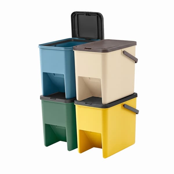 Stapelbara sorteringskärl 20L 4-pack - Grå/Ljusbrun
