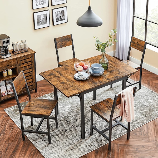 Klapbord til 2-4 personer til små rum - Rustic Brown/Sort
