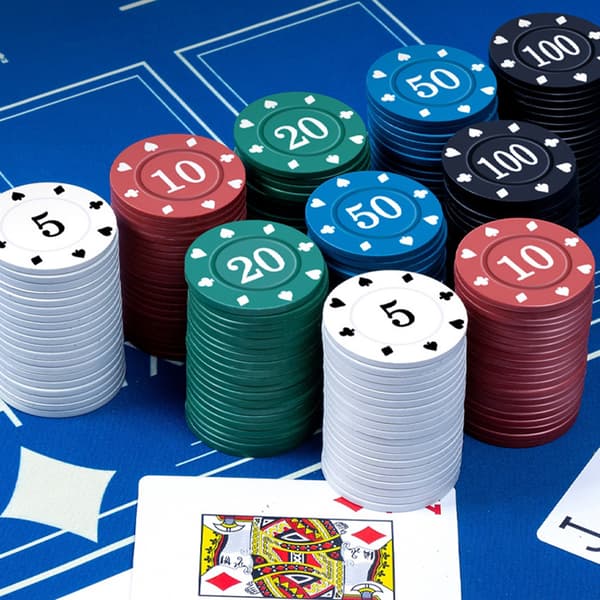 Pokerchips 5 forskellige værdier 100-pak