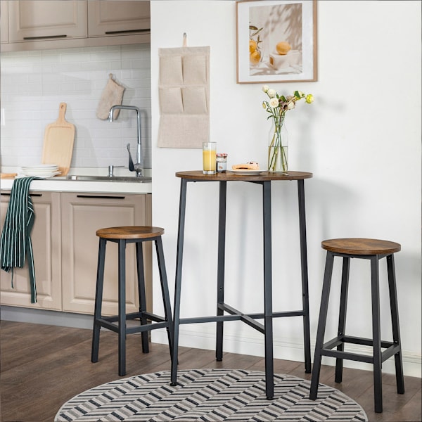 Barstole 65 cm - Rustik brun og Svart