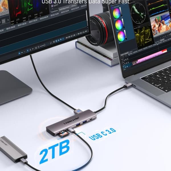 Lemorele TC91 USB-C -telakointiasema kolmelle näytölle, Etherne