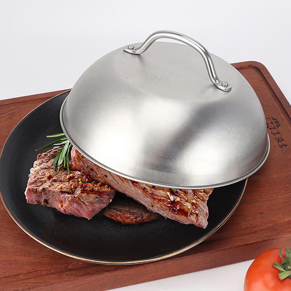 Madkop i rustfrit stål 22,5 cm / serveringskop til mad / låg ti