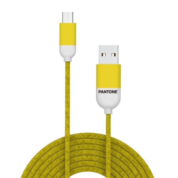Pantone USB-kaapeli USB - microUSB 1,5m 2,4A - Keltainen 102C