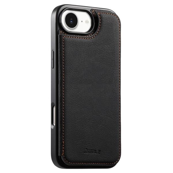 Bagcover i kunstlæder med kortholder til iPhone 16e - Svart