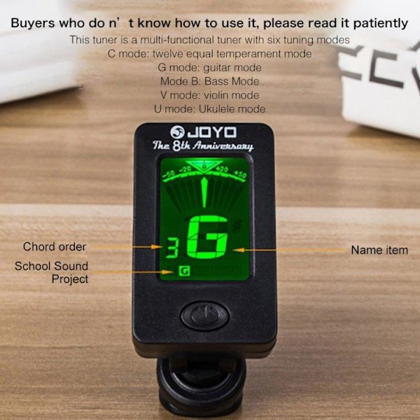 Digital clip-on tuner - stämapparat / gitarrstämmare / kromatis