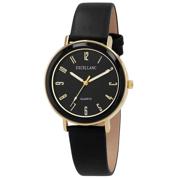 Excellanc Dameur med kunstlæderrem / Armbåndsur / Ur – Sort/guld