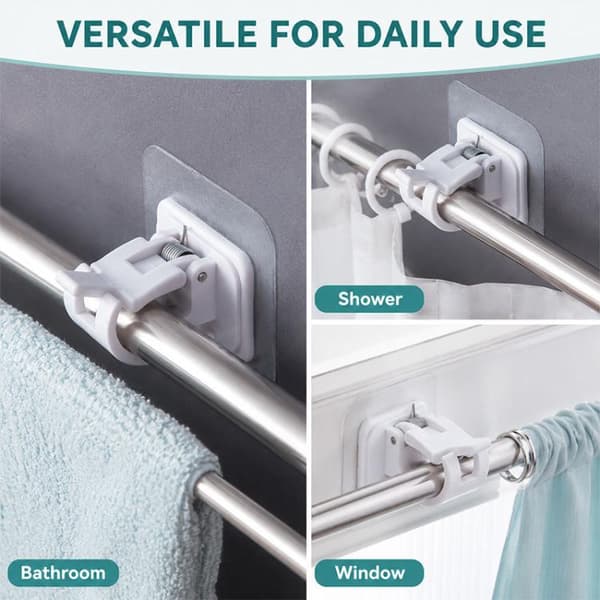 Borrfri teleskopgardinstång 30-50cm med clips 4-pack - Vit / Sp