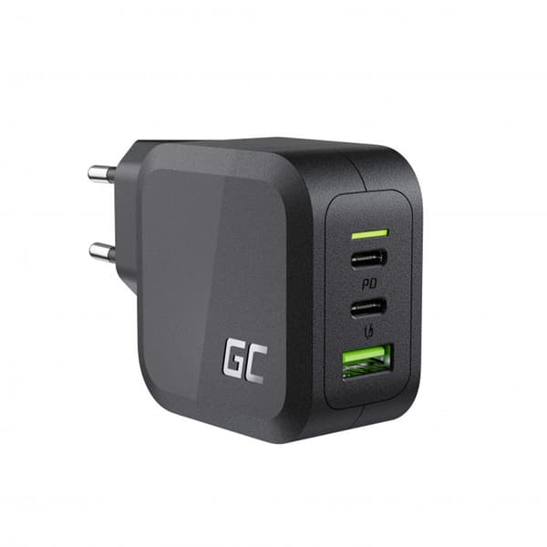 Green Cell PowerGaN 65 W:n seinälaturi, jossa on 2 x USB-C- ja