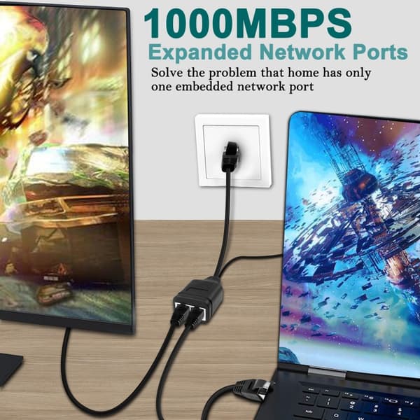 Ethernet-splitter med USB 1xhane till 2xHona