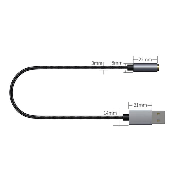 USB-A til AUX-kabel 3,5 mm 30 cm