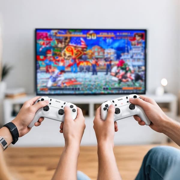 Spelkonsol med 2 trådlösa handkontroller - Vit