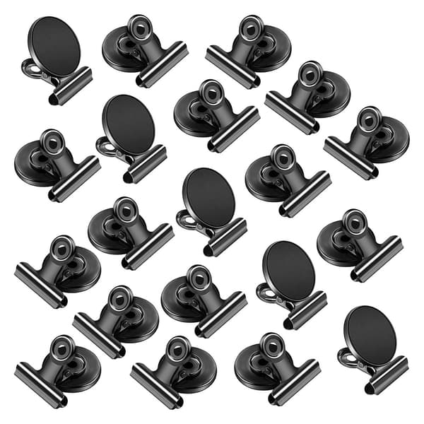Køleskabsmagnet med clips 20-pak - Sort