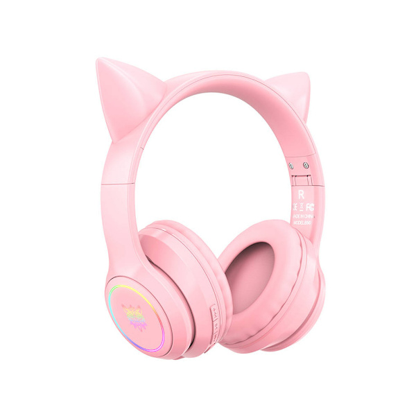 Onikuma B90 trådløse hovedtelefoner med katteører og LED - pink
