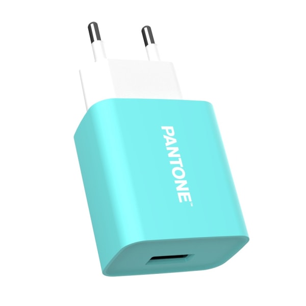 Pantone Vægoplader med 1xUSB 2A - Turkis 3242C