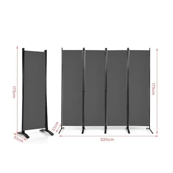 Rumsavdelare 4 paneler H173cm - Grå