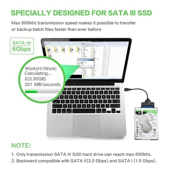Adapterkabel SATA till USB 3.0 med hög överföringshastighet