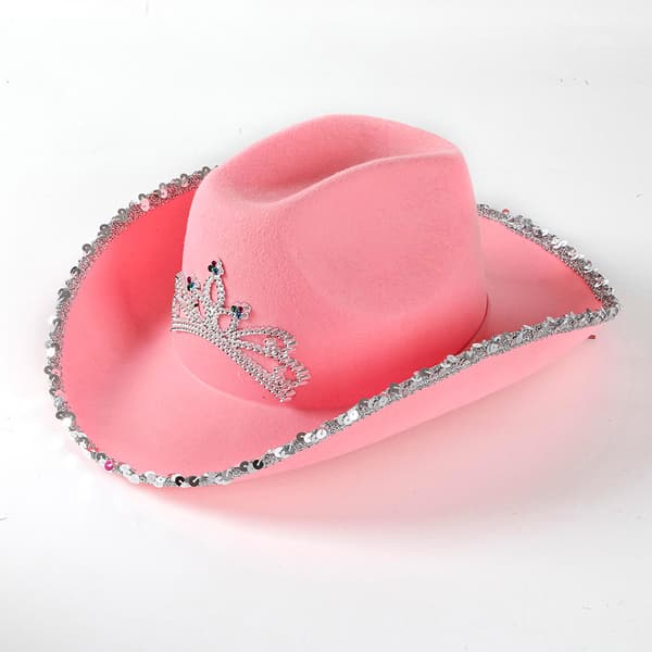 Lyserød cowboyhat med pailletter