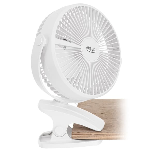 Genopladelig ventilator med klips - 3000 mAh, 360° rotation, US
