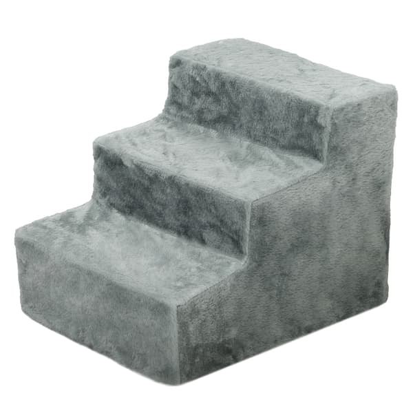 Hundetrappe med 3 trin - lysegrå / hundetrappe til sofa / seng