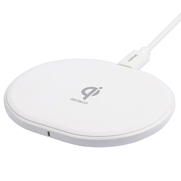 Deltaco 10 W trådlös laddare USB-C - Vit / Qi-certifierad trådl