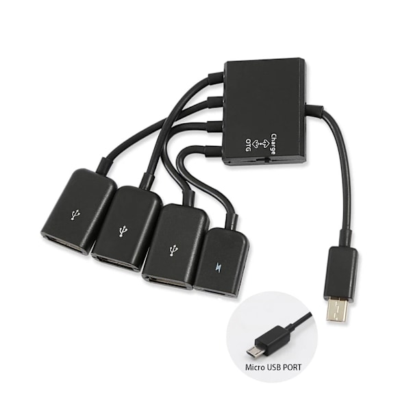 Micro-USB OTG-adapter / USB-hub 3 portar / micro-USB hubb / USB