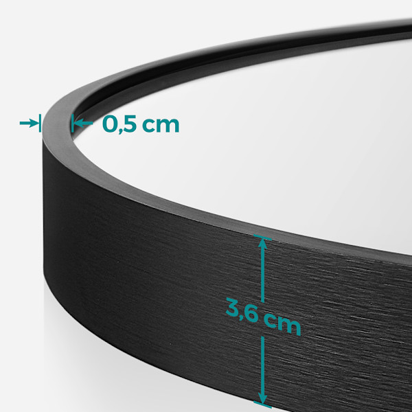 Peili Ø 61 cm, pyöreä, musta, kosteudenkestävä, alumiinikehys