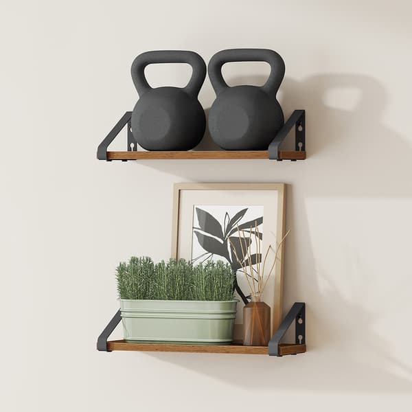 Vendbar væghylde 40cm 2-pak Brun/Mat Sort