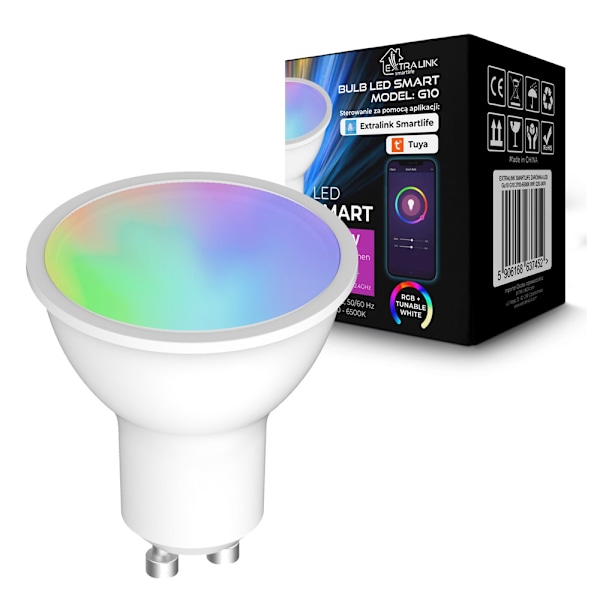 Extralink Smart Life LED-lamppu GU10 G10 - RGB - WiFi - 2700-65