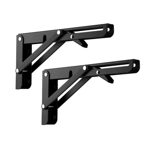 Foldbart beslag 250 x 115 mm - Sort metal til vægmontering