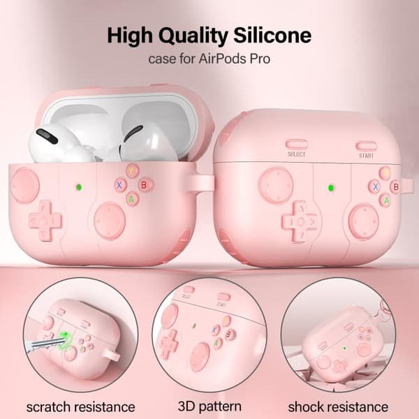 Silikonecover i spilcontroller-design til AirPods Pro 2 – Pink