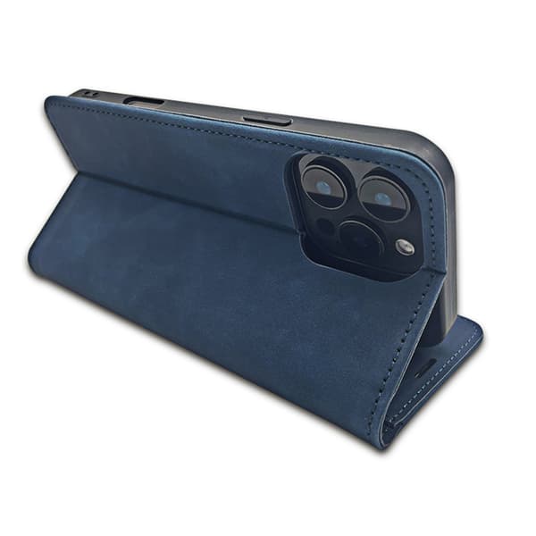 Smart Suede-etui til iPhone 17/18 Pro – Blå / Pungetui / Sammen