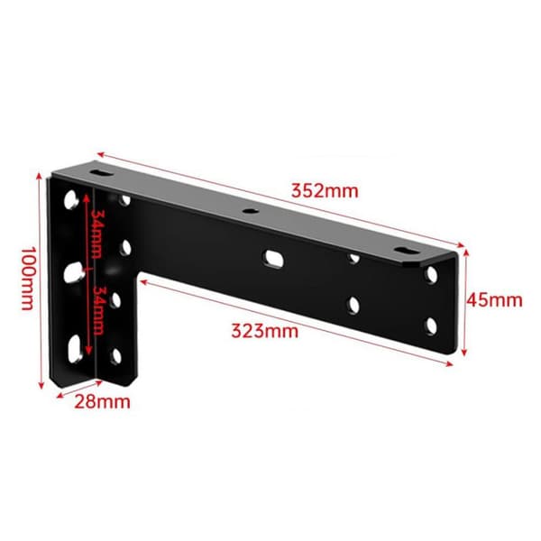 Kraftige beslag til flydende møbler 35,2 cm 2-pak - Sort