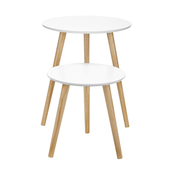 Satsbord med ben i massivt trä - 2-pack Vit/Trä