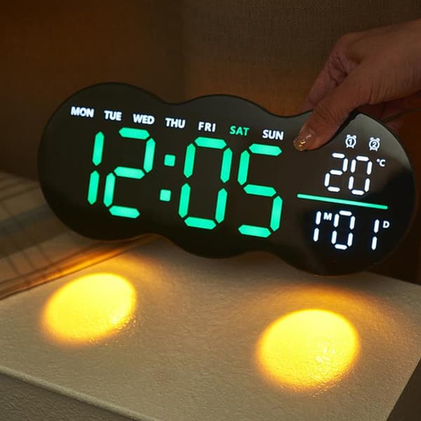 Digital väggklocka / LED-klocka / klocka med datum / temperatur