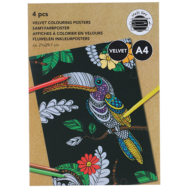 Skrabekunst A4 - 4-pak med tropiske motiver