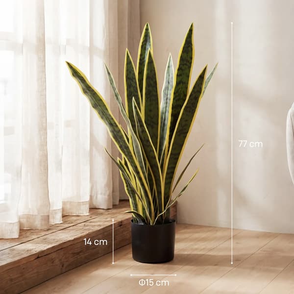 Konstgjord ormväxt 77 cm / konstväxt i kruka / sansevieria kons