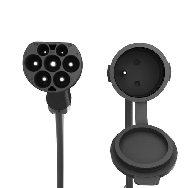 EV laddadapter Typ 2 till fransk kontakt 50 cm / Typ 2-adapterk