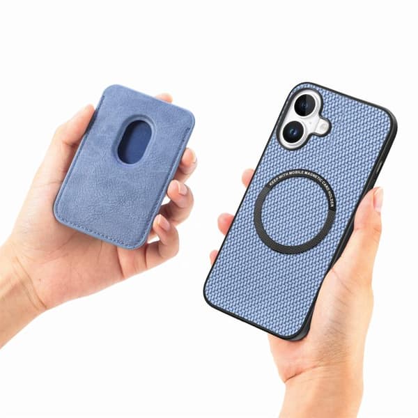 Bagcover med magnetisk kortholder til iPhone 17 - Blå