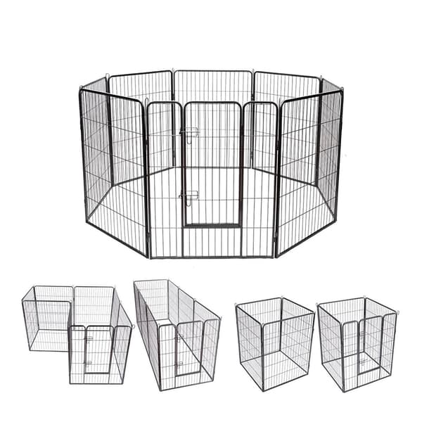 Hundhage i metall 8 paneler 80×80 cm / valphage med grind för i