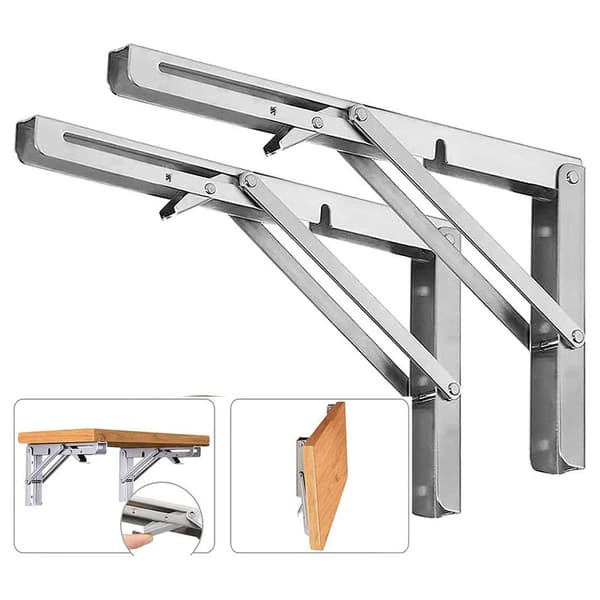 Fällbar konsol 250 x 115 mm – silverfärgat stål för väggmonteri