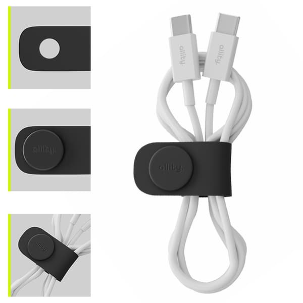 Allity Kabelband 3-pack i silikon – Svart