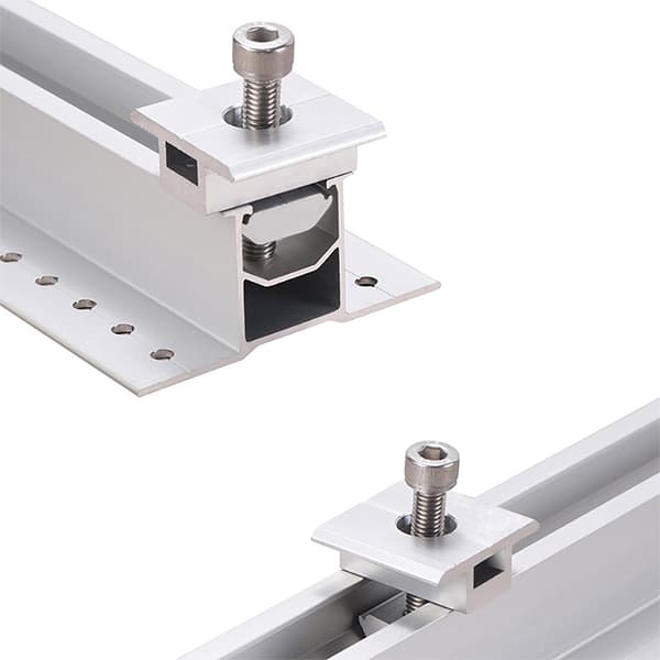 Trapezformede aluminiumsbeslag - 30 mm mellemklemmer til solpan