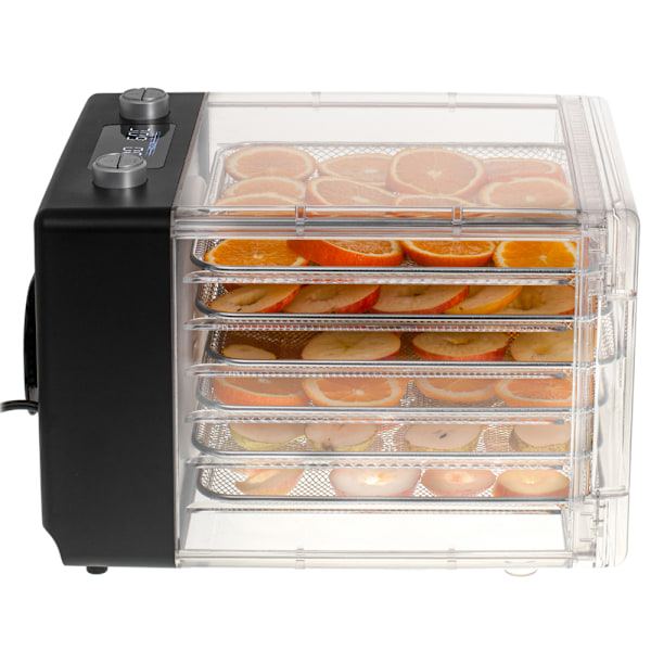 Tæppetørrer med timer, 6 bakker og sammenklappeligt design