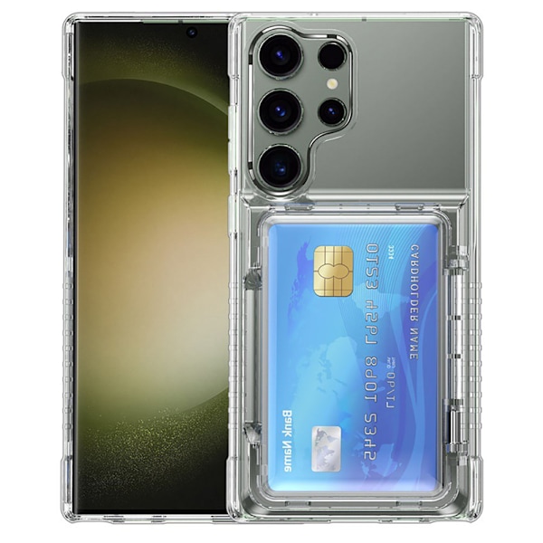 Takakansi korttipaikalla ja jalustalla Samsung S24 Ultra -puhel