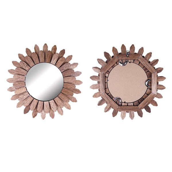 Rund väggspegel med träram och elegant design