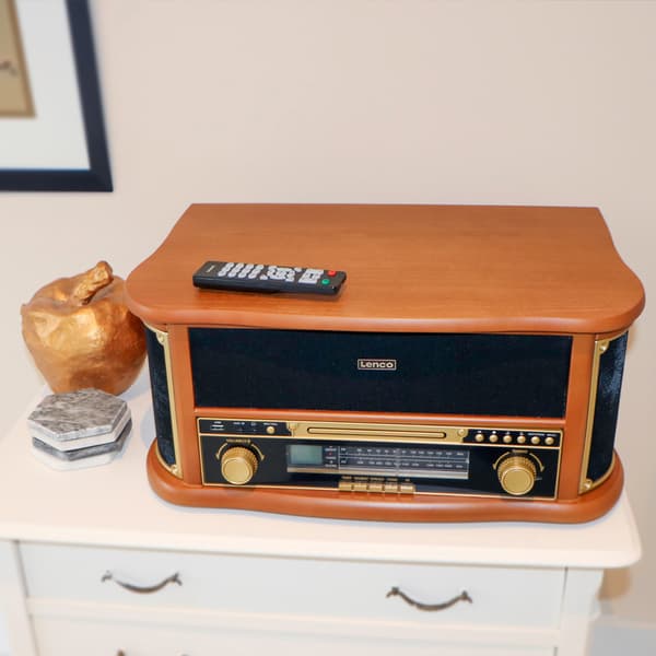Lenco TCD-2551WD retro puinen levysoitin Bluetooth, CD ja kaset