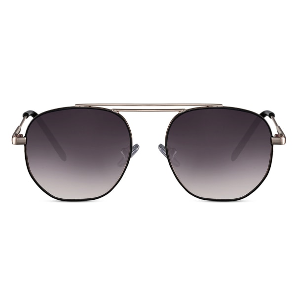 Unisex aviator-aurinkolasit – Kultainen kehys, mustat linssit,