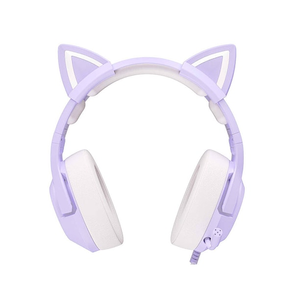 Onikuma K9 Gaming Headset med katteører og RGB-belysning - Lilla